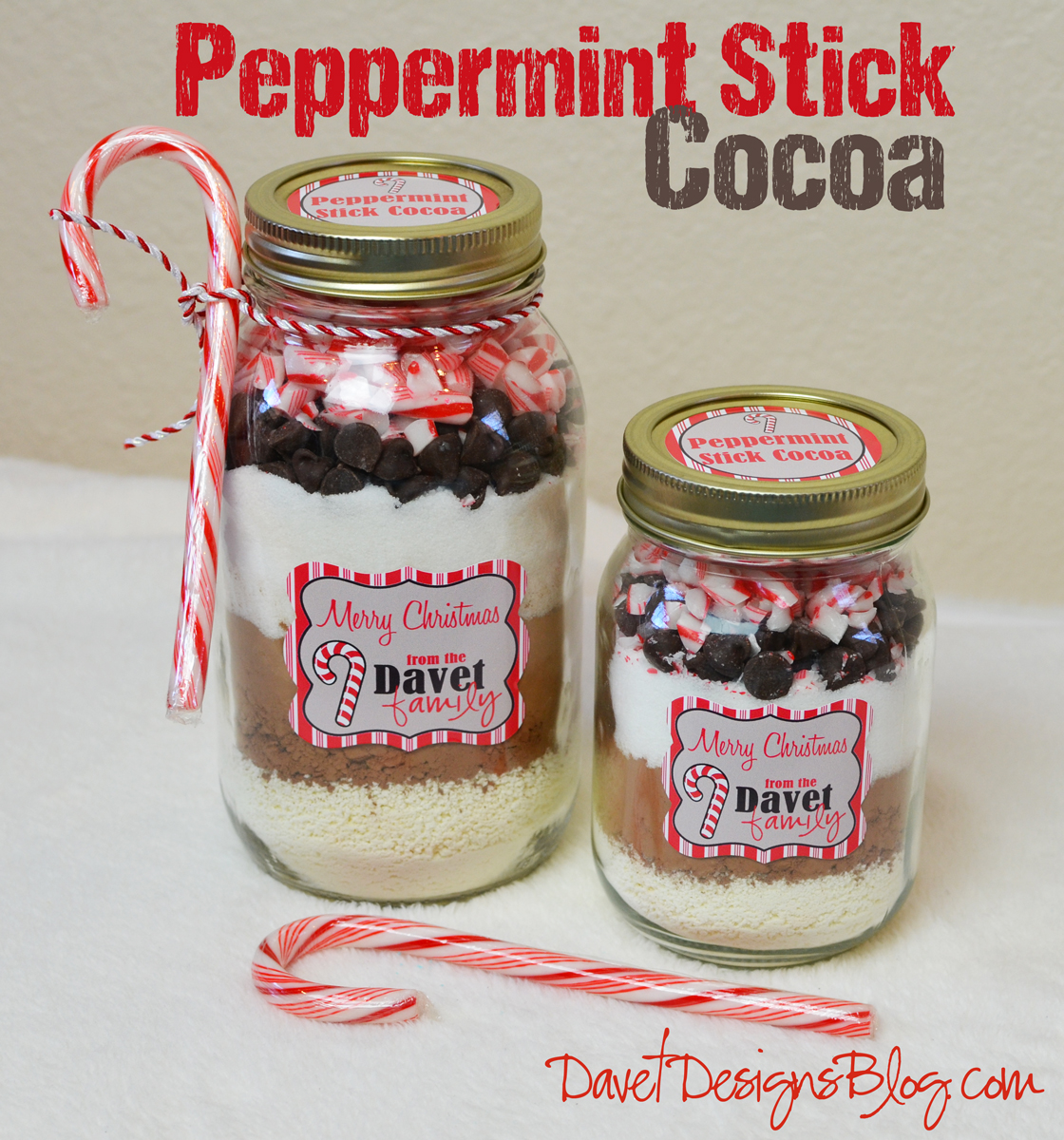 Peppermint Stick Cocoa in a jar