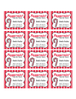 Peppermint Candy Cane Bath Salts label printable