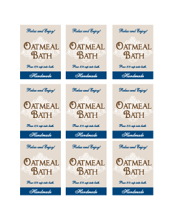 Oatmeal Bath Label rectangle printable