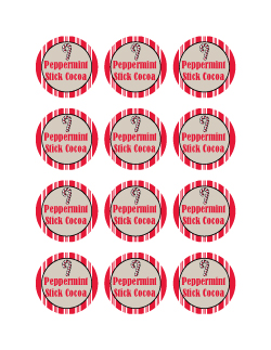 Peppermint Stick Cocoa 2inch round printable