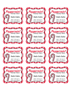 Peppermint Candy Cane Bath Salts label printable