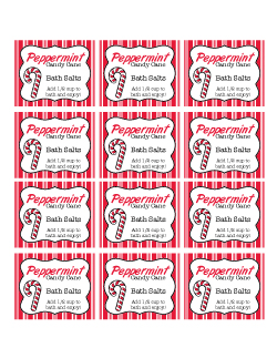 Peppermint Candy Cane Bath Salts label printable