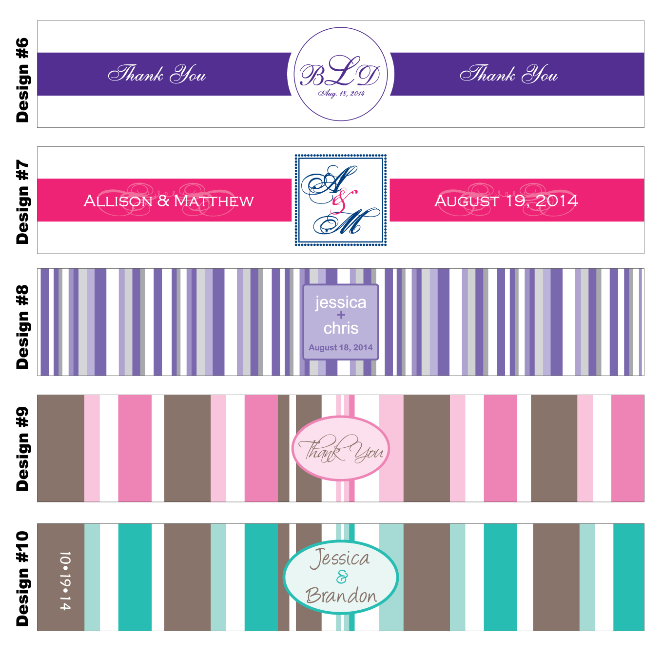 50 Custom Glossy Waterproof Water Bottle Wedding Party Favor Label