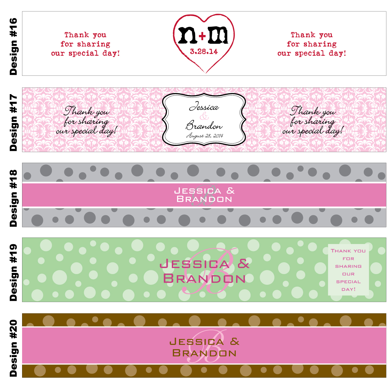 50 Custom Glossy Waterproof Water Bottle Wedding Party Favor Label Stickers