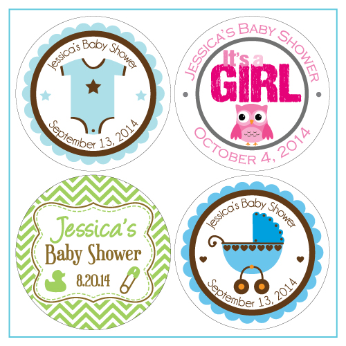 Round baby shower custom labels