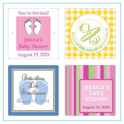 Baby shower square personalized stickers