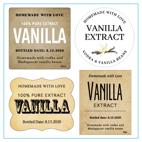 custom Homemade Vanilla Extract Designs