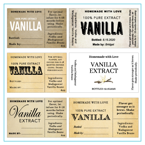 Horizontal Rectangle Vanilla Extract Designs